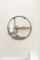 MH London Round Solid Wood Floating Shelf for Living Room or Study - Marly in Black - thumbnail 3