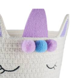 Voltico Animal Storage Basket Cotton Foldable Unicorn & Fox Organiser in White - thumbnail 6