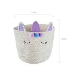 Voltico Animal Storage Basket Cotton Foldable Unicorn & Fox Organiser in White - thumbnail 2