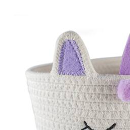 Voltico Animal Storage Basket Cotton Foldable Unicorn & Fox Organiser in White - thumbnail 5