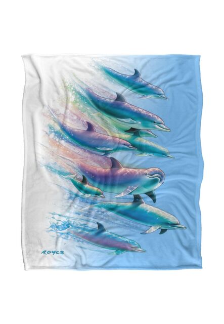 JQ Licensing Royce Mcclure Dolphin Flow Silky Touch Super Soft Throw Blanket 152 X 127 cm in White - image 1