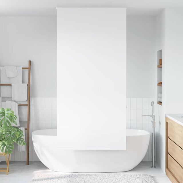 Berkfield Home Shower Roller Blind 130x240 cm Fabric Width 126 cm in White - image 1