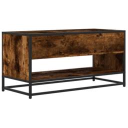Berkfield Home TV Cabinet Smoked Oak 91x40x46 cm Engineered Wood & Metal in Brown - Size: 91 x 40 x 46 cm - thumbnail 6
