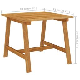 Berkfield Home Durable Garden Dining Table 88x88x74 cm Solid Acacia Wood in Brown - Size: 88 x 88 x 74 cm - thumbnail 6