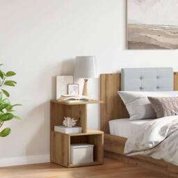 Berkfield Home Bedside Cabinet Artisan Oak 35x35x55 cm Engineered Wood in Brown - Size: 35 x 35 x 55 cm - thumbnail 2