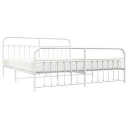 Berkfield Home Metal Bed Frame with Headboard & Footboard White 193x203 cm - thumbnail 3