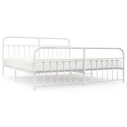 Berkfield Home Metal Bed Frame with Headboard & Footboard White 193x203 cm - thumbnail 2
