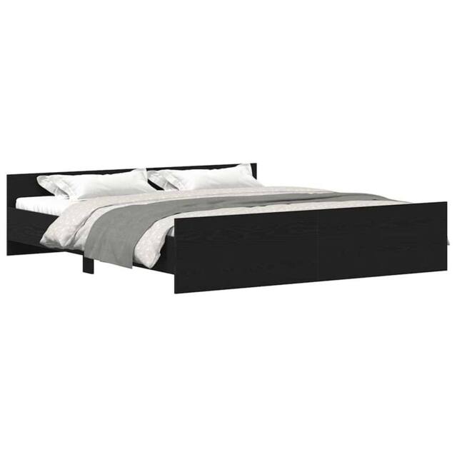 Berkfield Home Durable Bed Frame without Mattress Black Oak 180x200 cm Engineere - image 1