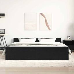 Berkfield Home Durable Bed Frame without Mattress Black Oak 180x200 cm Engineere - thumbnail 4