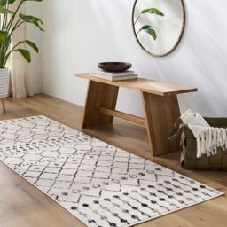 Livabliss Pisa-Geometric Black Off-White Grey Living Dining Bedroom Rug in Light Grey - Size: 80 cm x 220 cm - thumbnail 7