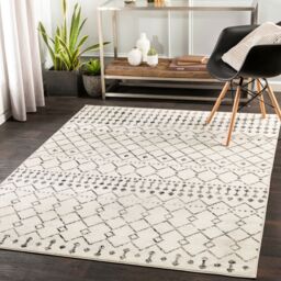 Livabliss Pisa-Geometric Black Off-White Grey Living Dining Bedroom Rug in Light Grey - Size: 80 cm x 220 cm - thumbnail 1