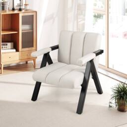EONLION Oversized Accent Chair Comfy Reading Chair in White - Size: 100 cm - thumbnail 1