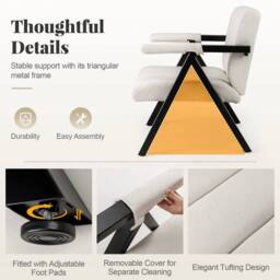 EONLION Oversized Accent Chair Comfy Reading Chair in White - Size: 100 cm - thumbnail 5