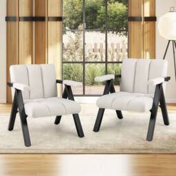 EONLION Oversized Accent Chair Comfy Reading Chair in White - Size: 100 cm - thumbnail 4