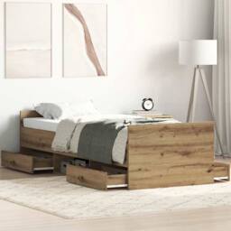 Berkfield Home Bed Frame Frame Artisan Oak 90x190 cm Single Wood in Brown - thumbnail 2