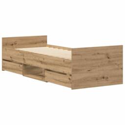 Berkfield Home Bed Frame Frame Artisan Oak 90x190 cm Single Wood in Brown - thumbnail 8
