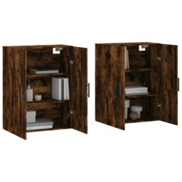 Berkfield Home Wall Mounted Cabinets 2 pcs Smoked Oak 69.5x34x90 cm in Brown - thumbnail 3