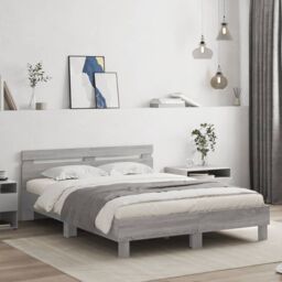 Berkfield Home Bed Frame without Mattress Grey Sonoma 150x200 cm King Size - thumbnail 1