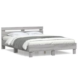 Berkfield Home Bed Frame without Mattress Grey Sonoma 150x200 cm King Size - thumbnail 2