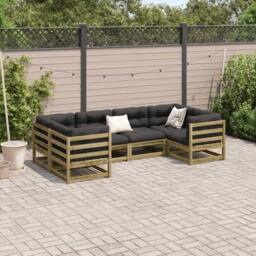 Berkfield Home 6 Piece Garden Sofa Set Impregnated Wood¬†Pine in Brown - thumbnail 3