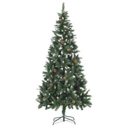 Berkfield Home Beautiful Artificial Christmas Tree with Pine Cones & White Gli in Green - thumbnail 3