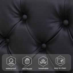 BTM PU Upholstered Bed 135x190cm with LED Lighting & Storage in Black - Size: Double - thumbnail 3