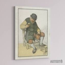 "Artery8 Cornelis Ploos van Amstel Seated Farmer with Jug Canvas Wall Art Print - Size: W12"" x H16""" - thumbnail 2