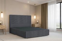 "Nexus Mattresses Ltd Verona Plush Divan Bed Base 2 Drawers Foot-End - 12"" Footboard & 54"" Headboard in Dark Grey - Size: Small Double" - thumbnail 2