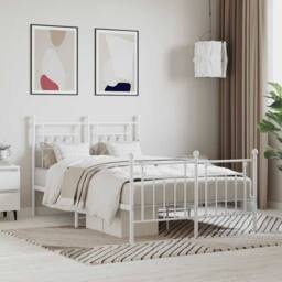 Berkfield Home Metal Bed Frame with Headboard & Footboard White 120x200 cm - Size: Small Double - thumbnail 2