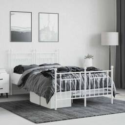 Berkfield Home Metal Bed Frame with Headboard & Footboard White 120x200 cm - Size: Small Double - thumbnail 4