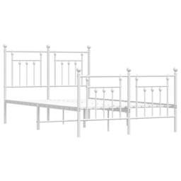 Berkfield Home Metal Bed Frame with Headboard & Footboard White 120x200 cm - Size: Small Double - thumbnail 3