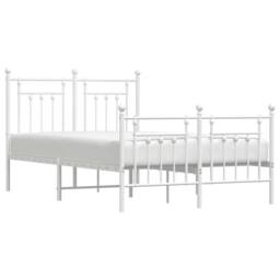 Berkfield Home Metal Bed Frame with Headboard & Footboard White 120x200 cm - Size: Small Double - thumbnail 5