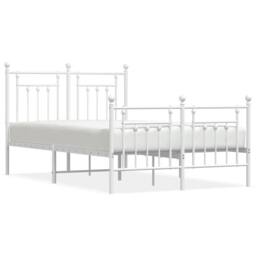 Berkfield Home Metal Bed Frame with Headboard & Footboard White 120x200 cm - Size: Small Double - thumbnail 1