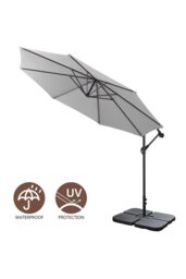 Garden Sanctuary Large 3m Patio Parasol Garden Umbrella for Sunshade & Rainwith Cross & Square Base in Light Grey - thumbnail 4