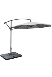 Garden Sanctuary Large 3m Patio Parasol Garden Umbrella for Sunshade & Rainwith Cross & Square Base in Light Grey - thumbnail 3