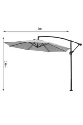 Garden Sanctuary Large 3m Patio Parasol Garden Umbrella for Sunshade & Rainwith Cross & Square Base in Light Grey - thumbnail 6