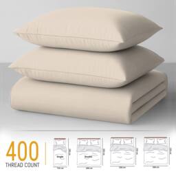 Grace 100% Egptian Cotton Duvet Cover Set with Matching Pillowcases in Taupe - Size: Double - thumbnail 3