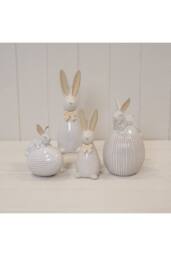 KDMD Ceramic White Rabbit on Egg Easter Decoration - 17mm - thumbnail 2