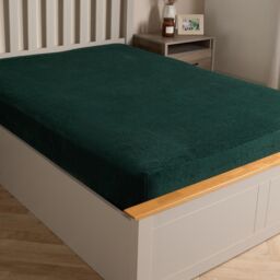 OHS Teddy Fleece Thermal Fitted Bed Sheet in Green - Size: Single Fitted - thumbnail 1