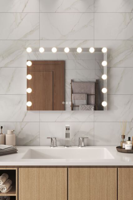 Living and Home Makeup Mirror with Lights, 3 Lighting Modes & Touch Screen Control, Tabletop and Wall Mirror For Home in Natural - image 1