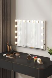 Living and Home Makeup Mirror with Lights, 3 Lighting Modes & Touch Screen Control, Tabletop and Wall Mirror For Home in Natural - thumbnail 2