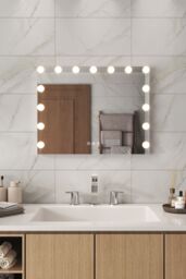 Living and Home Makeup Mirror with Lights, 3 Lighting Modes & Touch Screen Control, Tabletop and Wall Mirror For Home in Natural - thumbnail 1