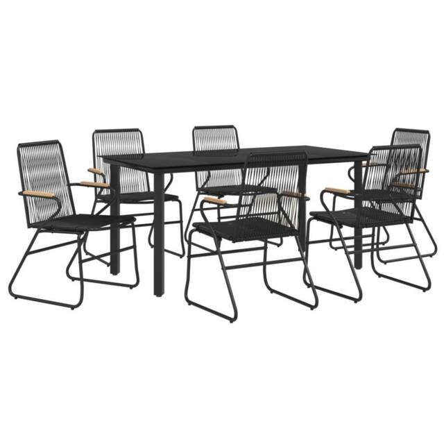 Berkfield Home Beautiful 7 Piece Garden Dining Set Black PVC Rattan - image 1