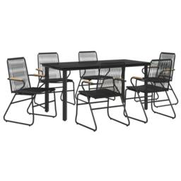 Berkfield Home Beautiful 7 Piece Garden Dining Set Black PVC Rattan - thumbnail 1