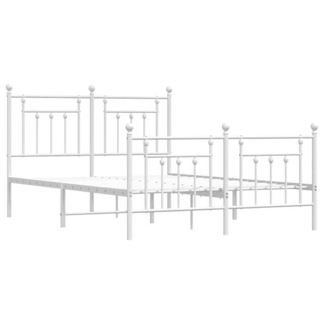 Berkfield Home Metal Bed Frame with Headboard & Footboard White 140x190 cm - image 1