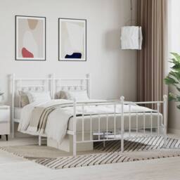 Berkfield Home Metal Bed Frame with Headboard & Footboard White 140x190 cm - thumbnail 2