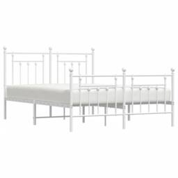 Berkfield Home Metal Bed Frame with Headboard & Footboard White 140x190 cm - thumbnail 5