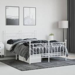 Berkfield Home Metal Bed Frame with Headboard & Footboard White 140x190 cm - thumbnail 4