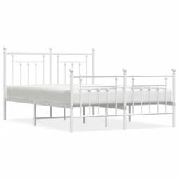 Berkfield Home Metal Bed Frame with Headboard & Footboard White 140x190 cm - thumbnail 3