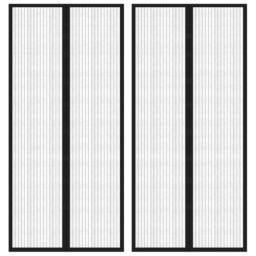 Berkfield Home Insect Door Curtains 2 pcs with Magnet Blocks Black 210x90 cm - thumbnail 1